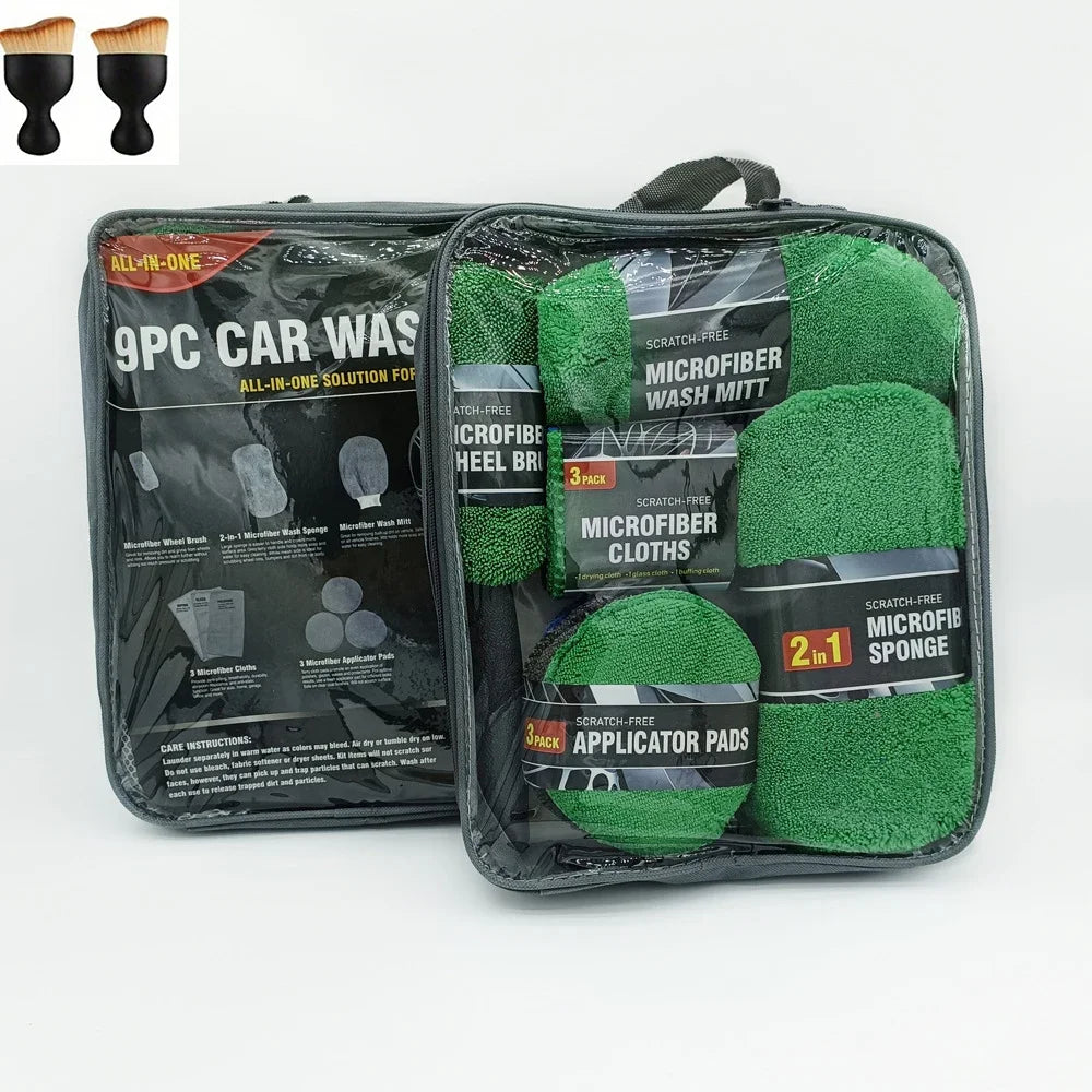 11pcs Car Cleaning Kit That Includes a Tire Brush, Microfiber Cleaning Gloves, Making It an Excellent Choice for Car Cleaning.
