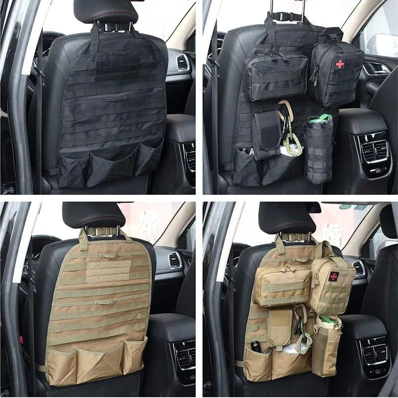 Universal MOLLE Car Seat Back Organizer Panel Vehicle Seat Protector Cover EDC Tool Storage Pouch Hunting Travel Car Accessories
