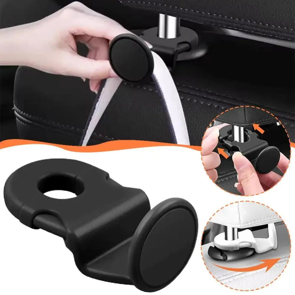 2PCS Heavy Duty Car Headrest Hooks 20KG, Universal Back Seat Hanger Organizer for Grocery Bags, Anti-Slip Interior Accessories