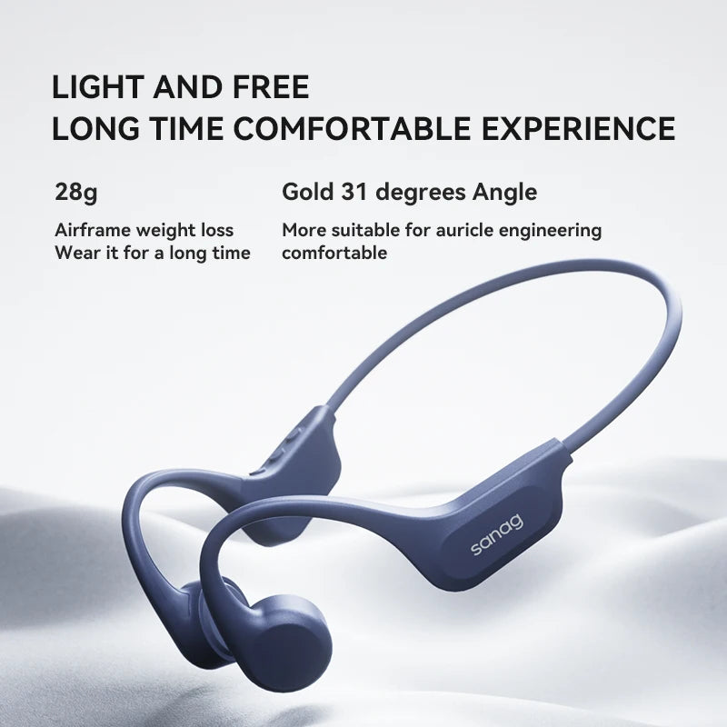 Sanag B60S IPX8 Swimming Bluetooth Headphones Bone Conduction Wireless Earphone Sport Cycling Headset MP3 Player Earbuds