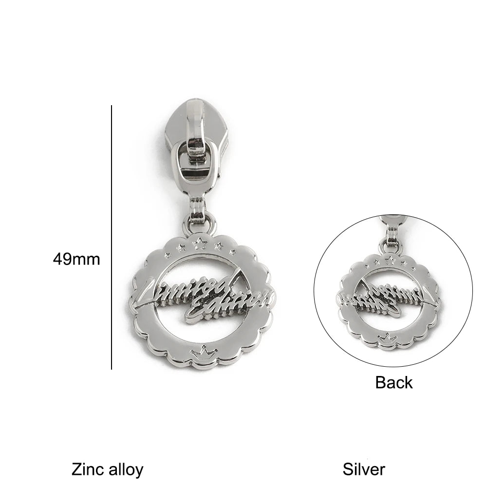 10/30/100PCS 5# Dandelion,Fern Leaf Shape Limited Letter Embossed Zipper Puller Sliders For Handbag Backpack Garment Accessories