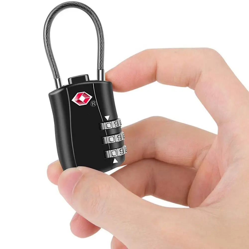 Waterproof Cable Luggage Lock Small Padlock Smart Combination Lock Customs Code Lock TSA Customs Lock Padlock with Steel Cable