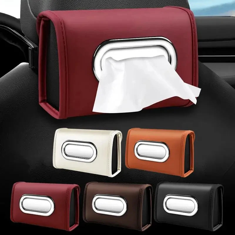 PU Leather Car Tissue Box Holder for Center Console Armrest Hanging Multi Functional Napkin Box Car Accessories