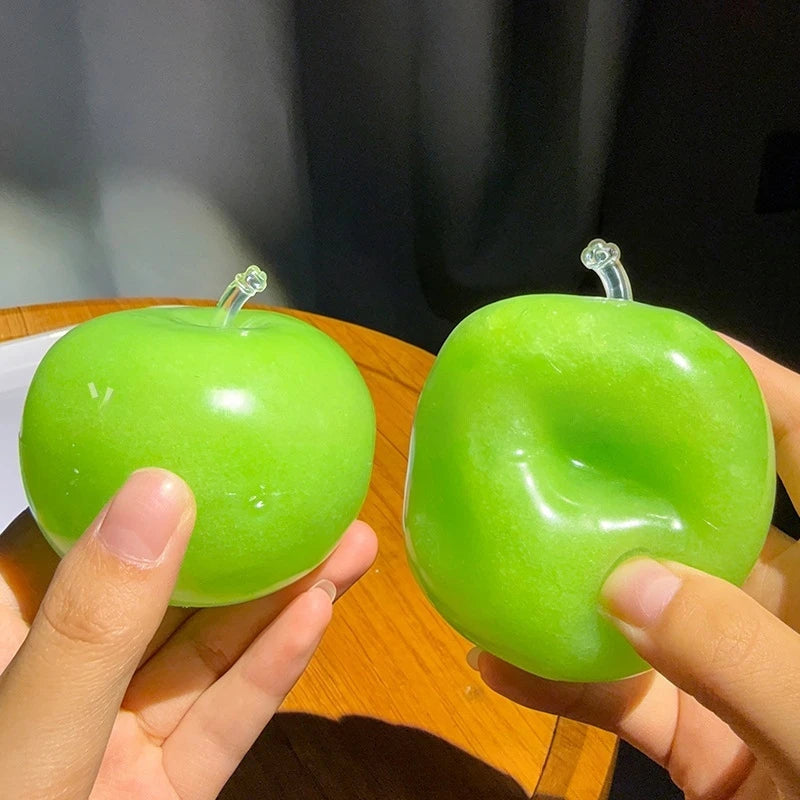 Green Apple Slushie Squishy Fidget Toy Crunchy Moldable Non-Bounce Sensory Stress Reliever Medium Grip Strength Slow Rising Gift