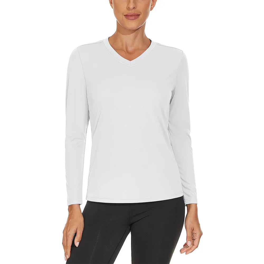 KEFITEVD UPF 50+ Women Long Sleeve T-shirts UV Sun Protection Outdoor Sport T Shirt Moisture Wicking Camping Hiking T-Shirts Tee