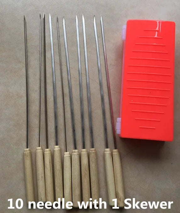 bbq needle with Meat Grill Skewer Barbecue Grill Needle Box Safety Meat bbq tools String Shish Beef Mutton Kebab Skewers maker
