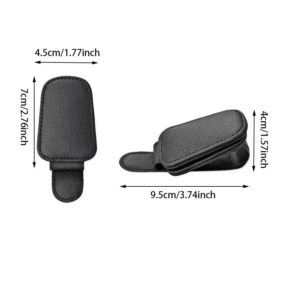 Magnetic Car Sunglasses Holder Clip, Premium Suede Leather Anti-Slip Glasses Organizer, Easy To Install Sun Visor Clip