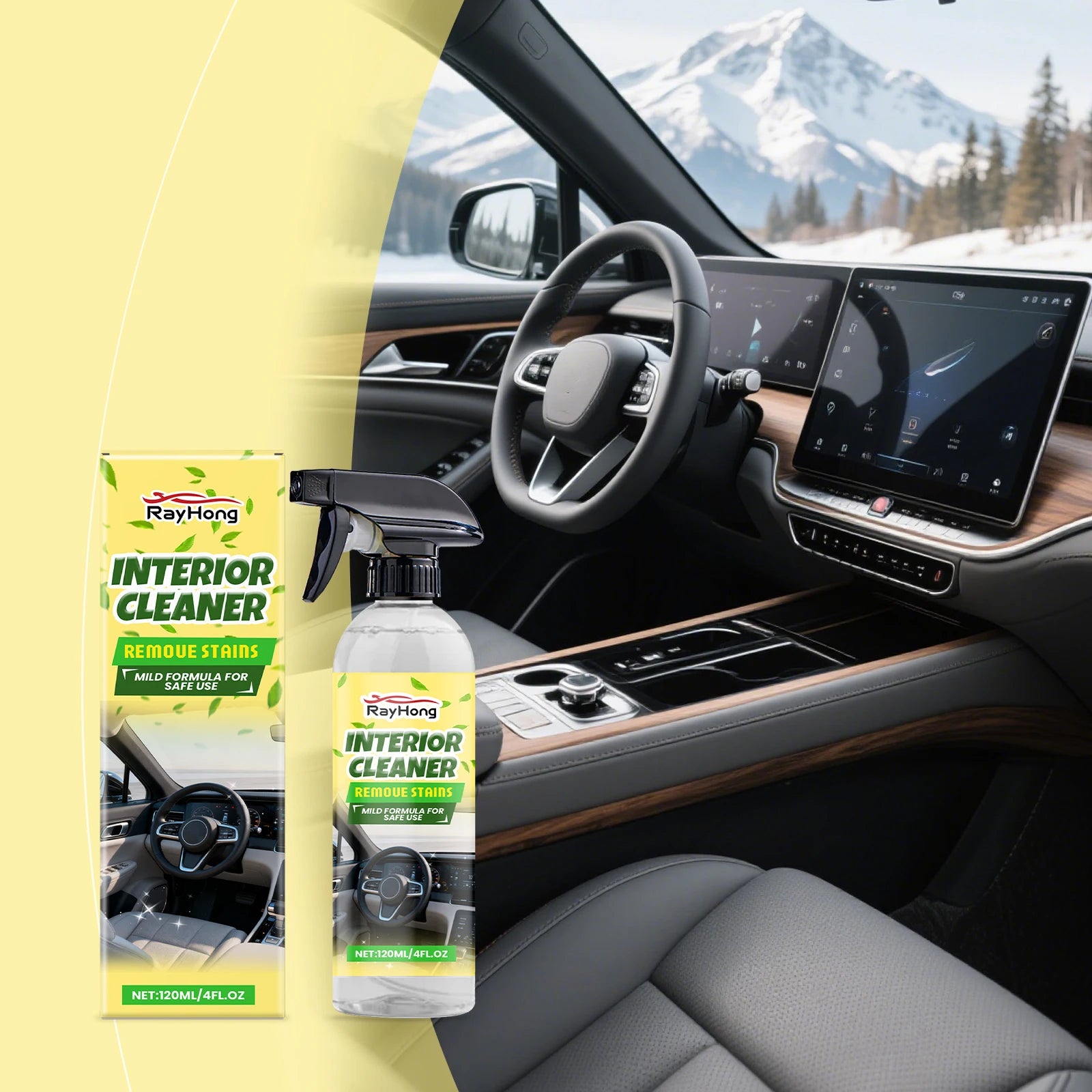 Car Interior Cleaner Effectively Removes Dust Grease Stains Cleans Polishes Interior Dashboard Enhances Shine Refurbishing Agent