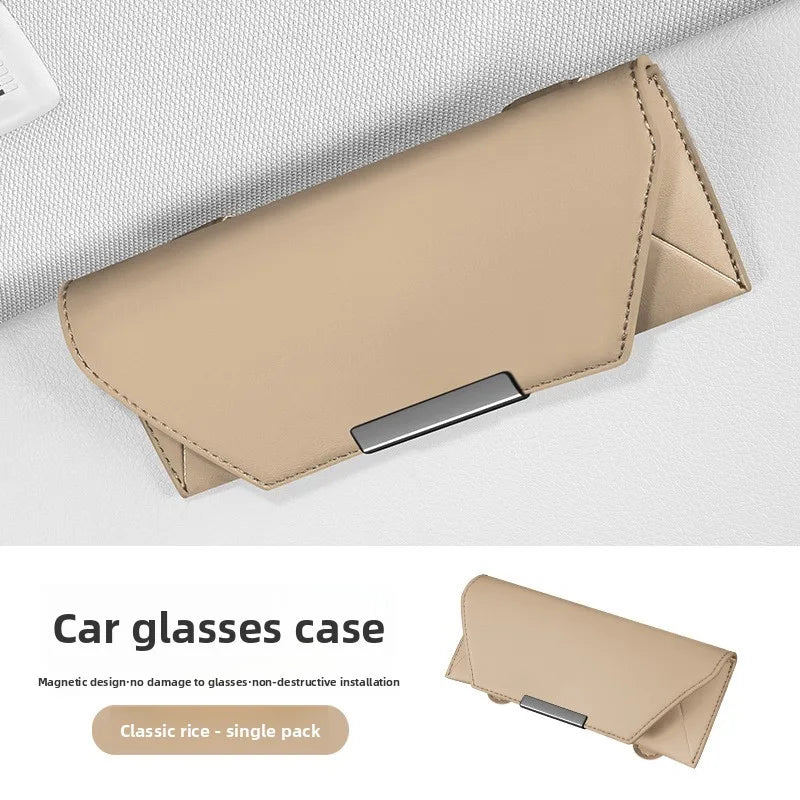 1pc Car Glasses Case Storage in Car Sunglasses Portable Glasses Case Magnetic Suction Storage