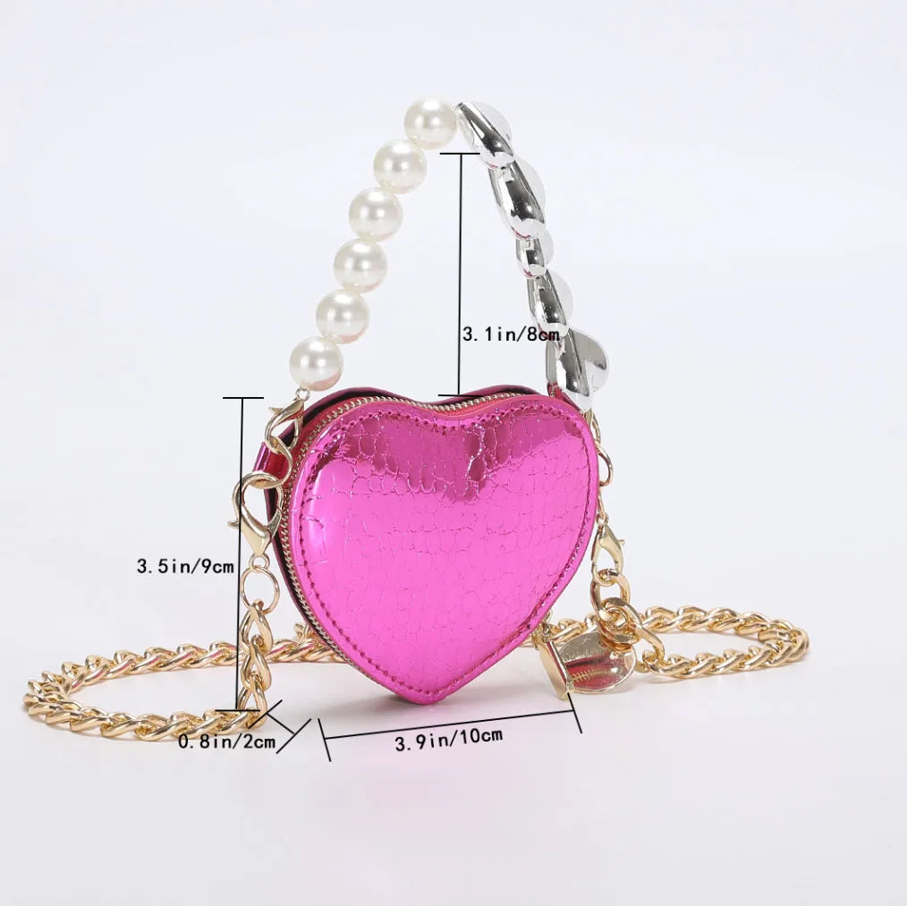 Fashion Sling Bag Mini Crossbody Bag For Women Purse Lipstick Pouch PU Leather Shoulder Bag Cute Heart Love Evening Clutch Bag