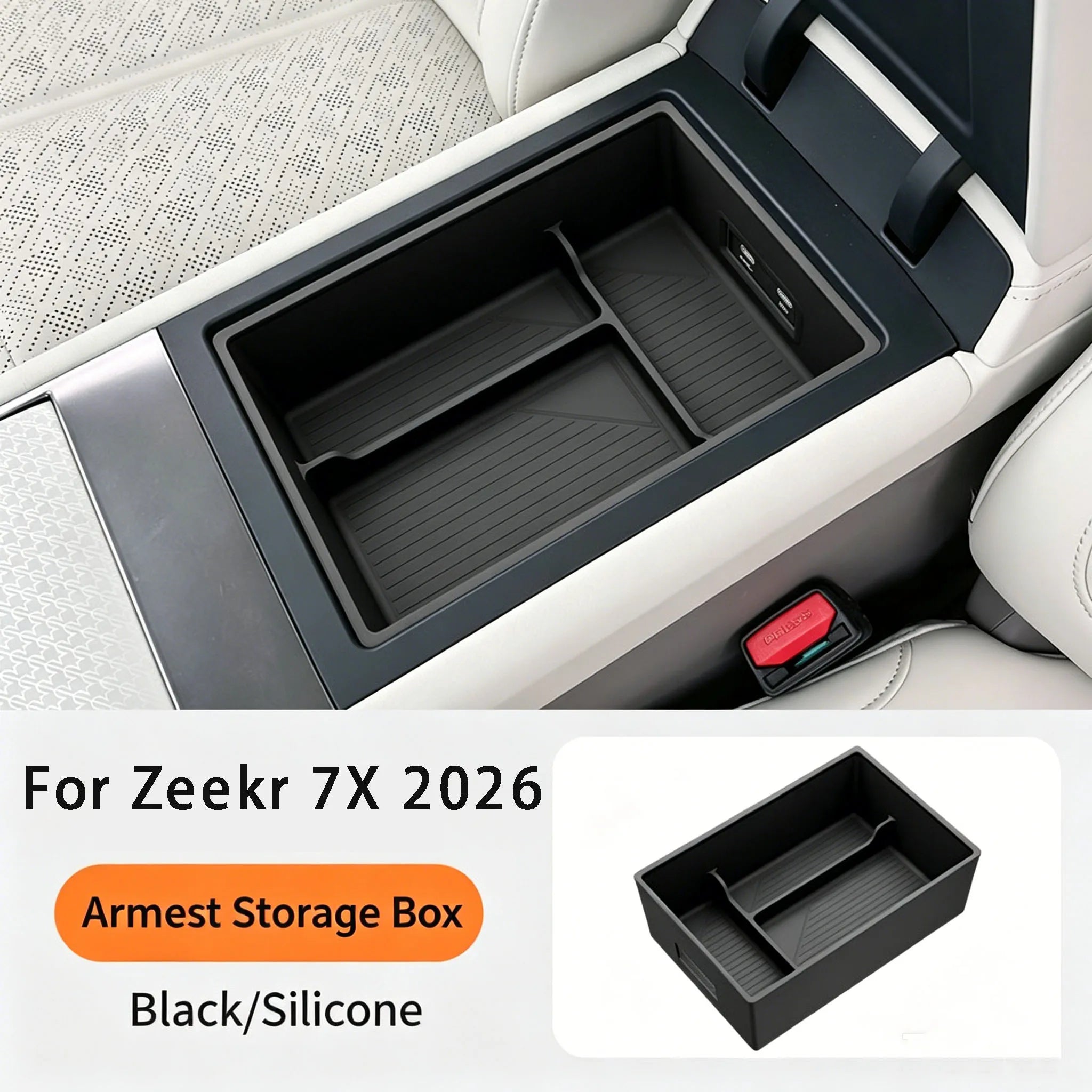 For New Zeekr 7X 2026 Handrail Box  Storage Box Car Storage Box  Silicone Storage  Modified Accessories Interior