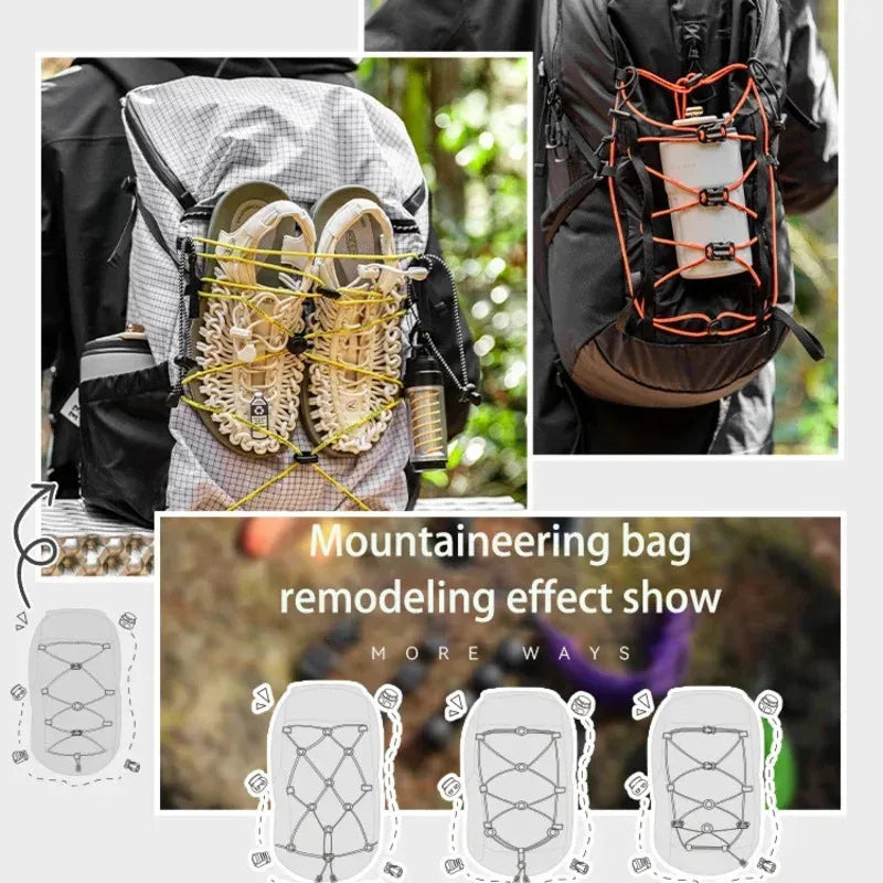 18 parts DIY Adjustable Backpack Buckle Elastic Expansion Strap for Outdoor Hiking Camping External Hanging Fastener