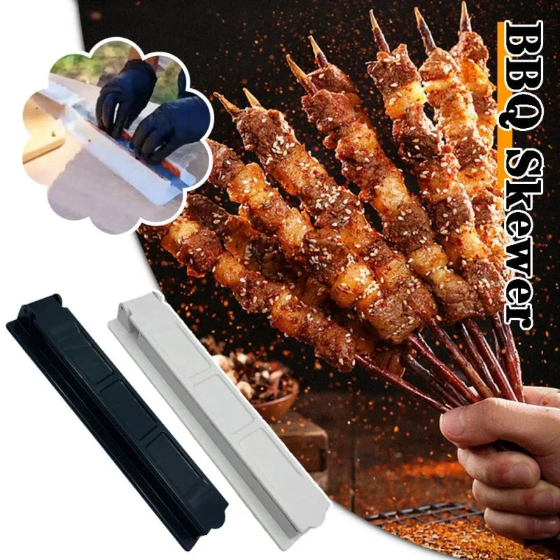 Single Row Kebab Maker Kebab Press Maker BBQ Meat Skewer Machine Reusable Plastic BBQ Skewer Maker Kebab Preparation BBQ Tools