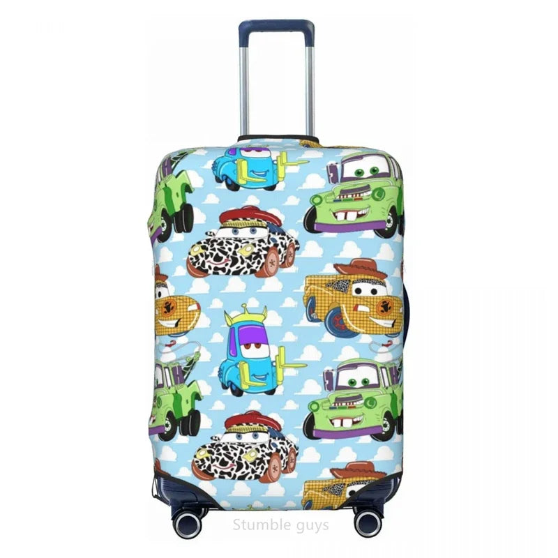 Travel Essential Elastic Luggage Cover Car Print Fits 18-32 Inch Suitcases Durable Dustproof Washable Anti-Scratch