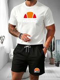 2026 Summer New Men's Fashion Outdoor Sports Set Printed Short Sleeve T-shirt+Shorts Loose Home Leisure Two Piece Set
