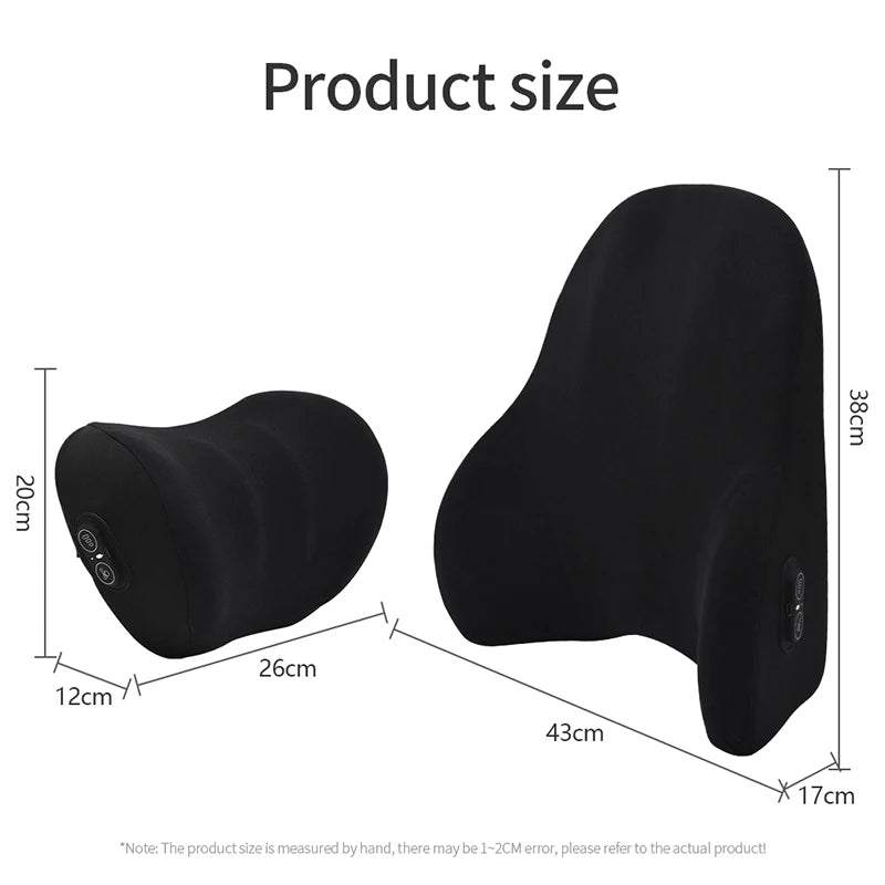 Car Electric Single Lumbar Single Headrest Vibration Massage Lumbar Support Neck Pillow Lumbar Cushion Car Seat Car Interior
