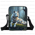 Cool Moon and Howling Wolf Print Crossbody Bag Women Handbag Student Bookbags Phone Wallet Holder Messenger Bags Gift
