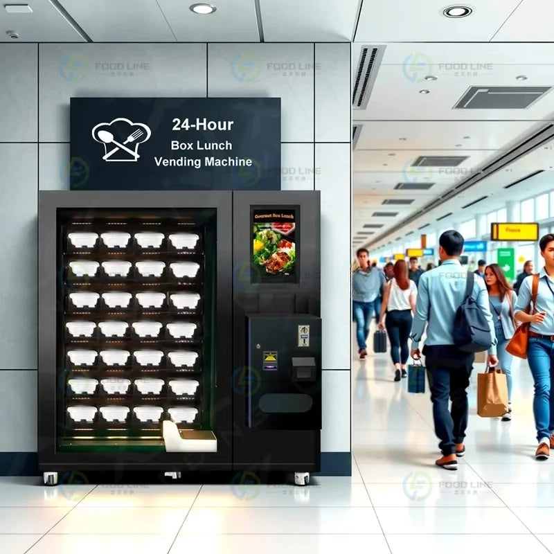 21.5 Inch Touch Screen Fridge Lunch Box Vending Machine with Bill/Coin/Credit/QR Code Payment 150-200 Pcs Capacity Customized