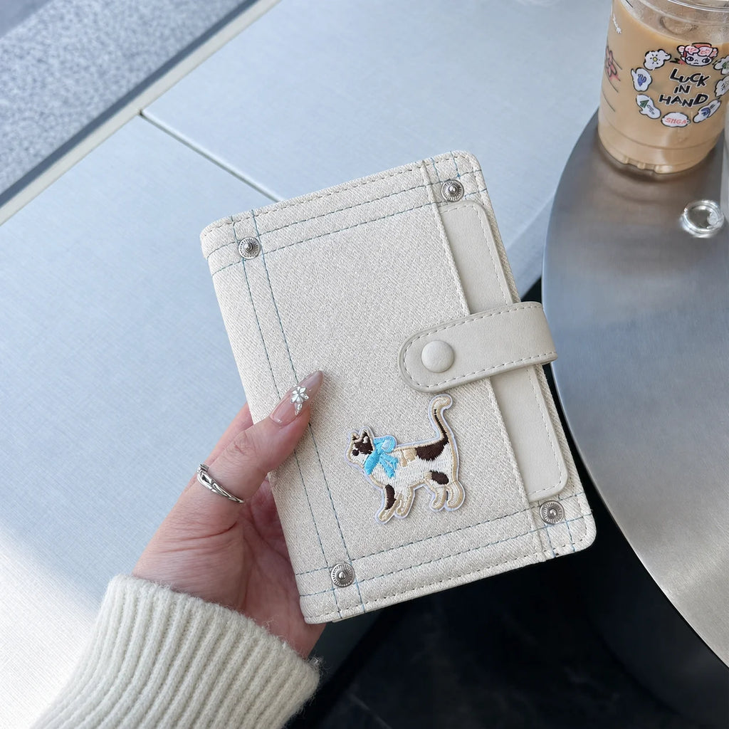 Card And ID Holder Cute PU Leather Document Holder Denim Travel Wallet Decorative Embroidery Passport Organizer For Document