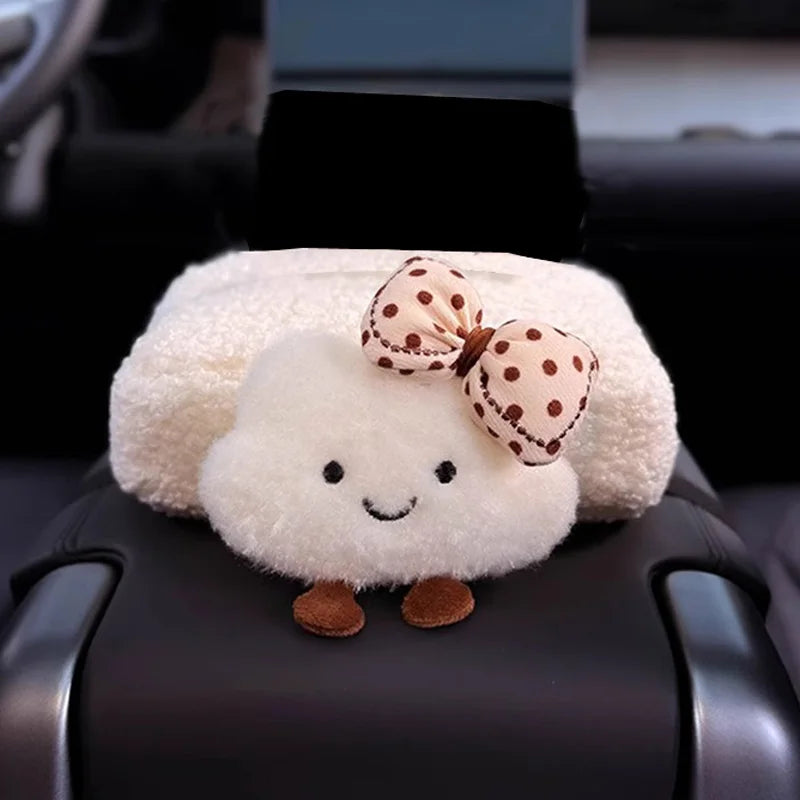 Cute Cartoon Hat Cloud Car Tissue Box For Armrest Paper Holder Auto Hanging Napkin Bag for Back Seat Headrest Organizer Storage