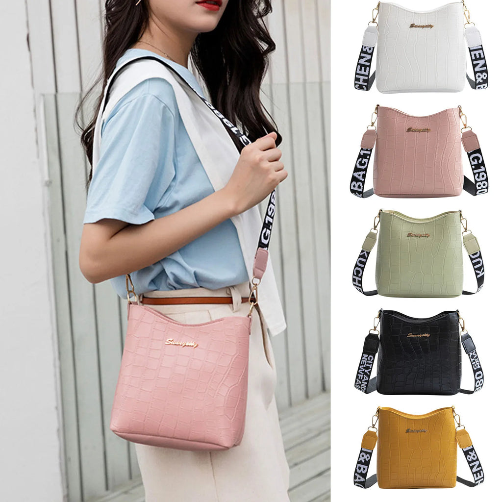 New Women'S Classic Shoulder Handbag Multi-Functional Fashion Crossbody Bag Wide Shoulder Strap Mini Pu Leather Mobile Wallet