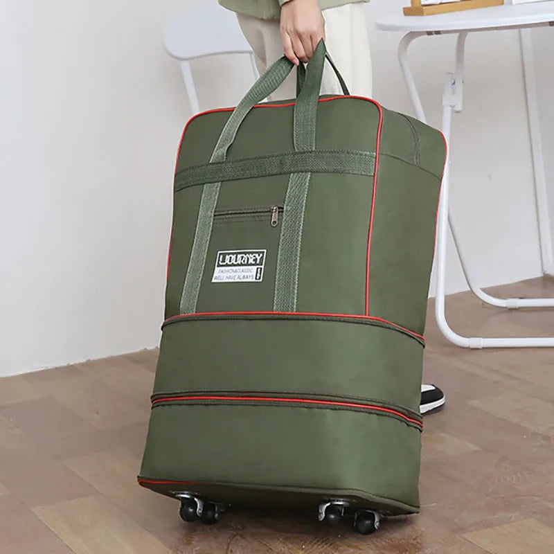 Folding Travel Bag, Luggage Compartment, Swivel Wheel Storage Box, Large Capacity Telescopic Luggage Bag, Overnight Bag