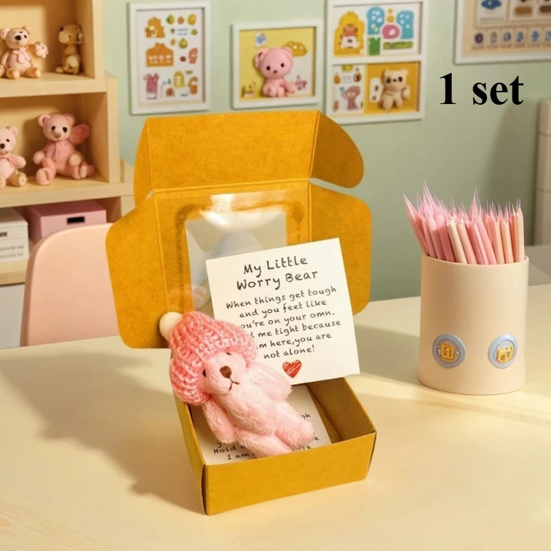 My Little Worry Bear Pocket Hug with Greeting Card – Adorable Plush Teddy Bear Gift for Weddings, Christmas, Comforting Keepsake