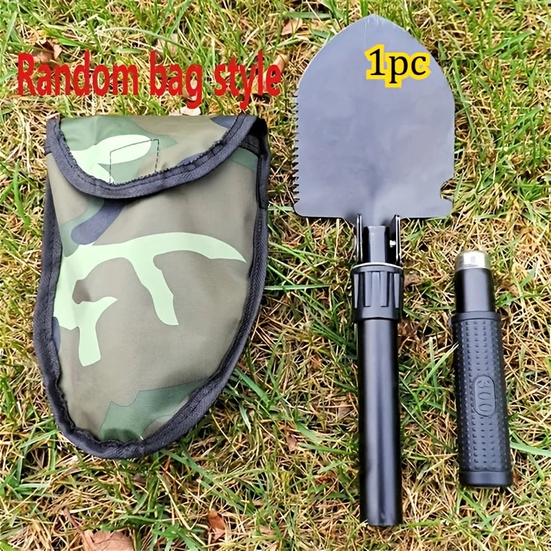 Tactical Folding Shovel - Survival Tool w/ Saw, Pick & Camo Bag, Stainless Steel for Camping Hiking Outdoor Gear