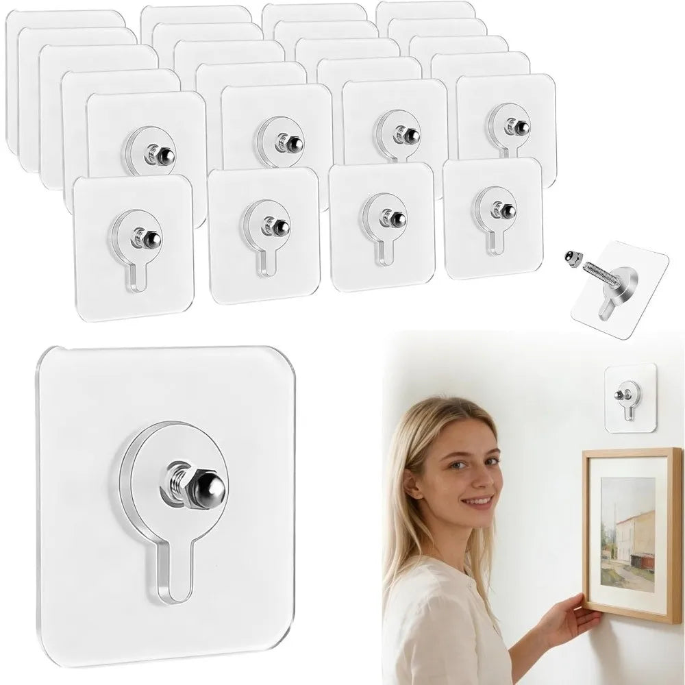 No Need to Punch Holes No-Drill Screw Stickers Transparent Wall Mounted Nail Free Stickers Acrylic No-trace Adhesive