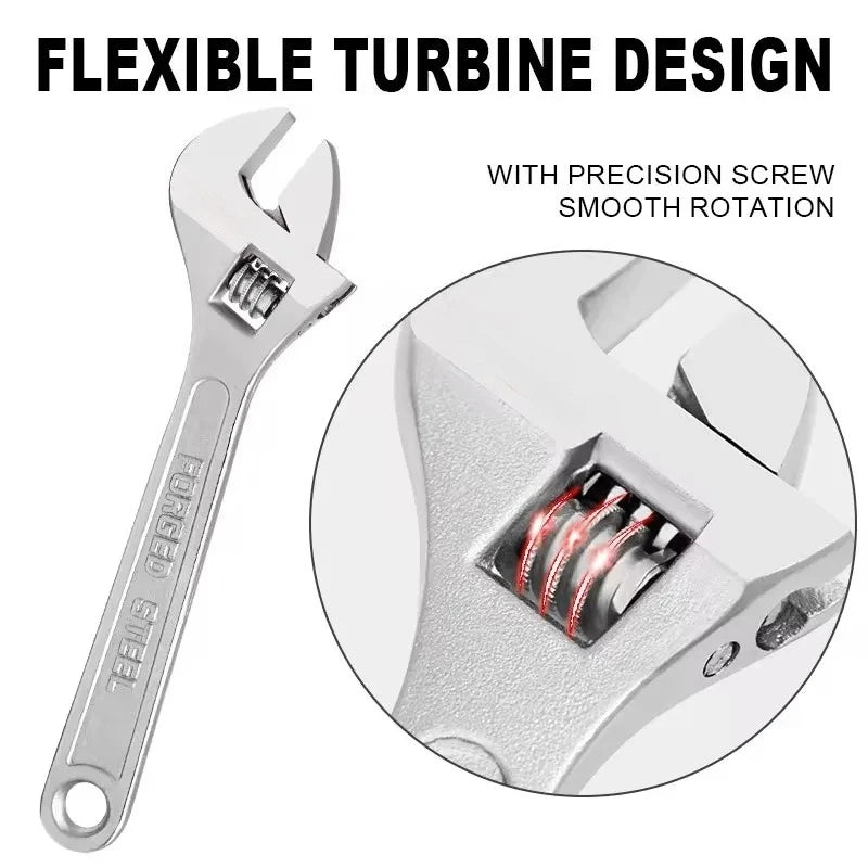Adjustable Wrench Large Openin Long Handle Universal Spanner Clamp Steel Mechanical Workshop Hand Repair Tools 6/8/10/12 inchs