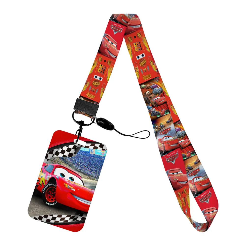Cars Disney Movie Lightning McQueen New Arrvial Cute Cartoon Badge Holder ID Card Bus Card Holder Lanyard for Accessories Gifts