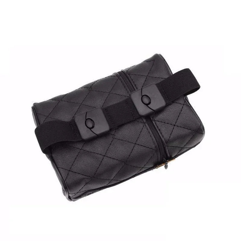 Solid Color Checkered Leather Wear-Resistant Tissue Box Car Seat Back Sunshade Hanging Tissue-Bag Buckle Strap Easy Installation