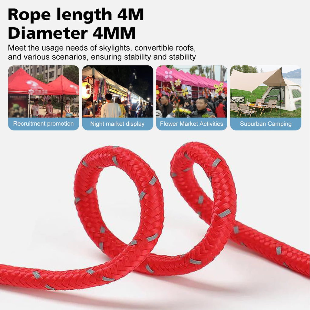 Travel Portable Clothesline with Buckle Outdoor Camping Tent Umbrella Rope Windproof Pulley Adjuster Ropes Lamp Hanging Tool