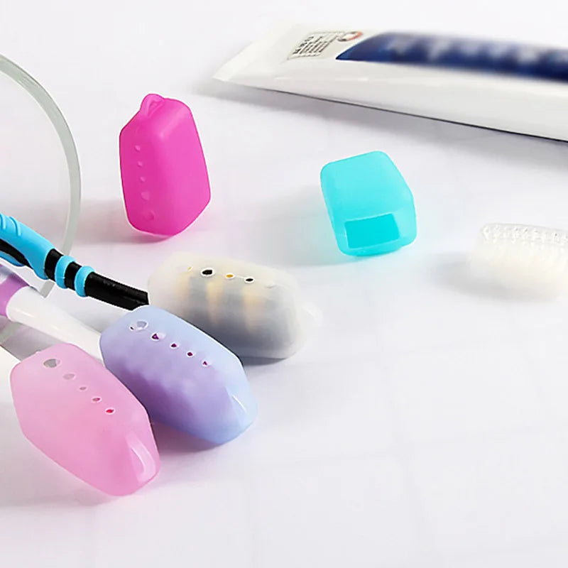 5PCS Silicone Toothbrush Head Covers Portable Cover Case Travel Hiking Camping Toothbrush Cap Case Support Bathroom Accessory