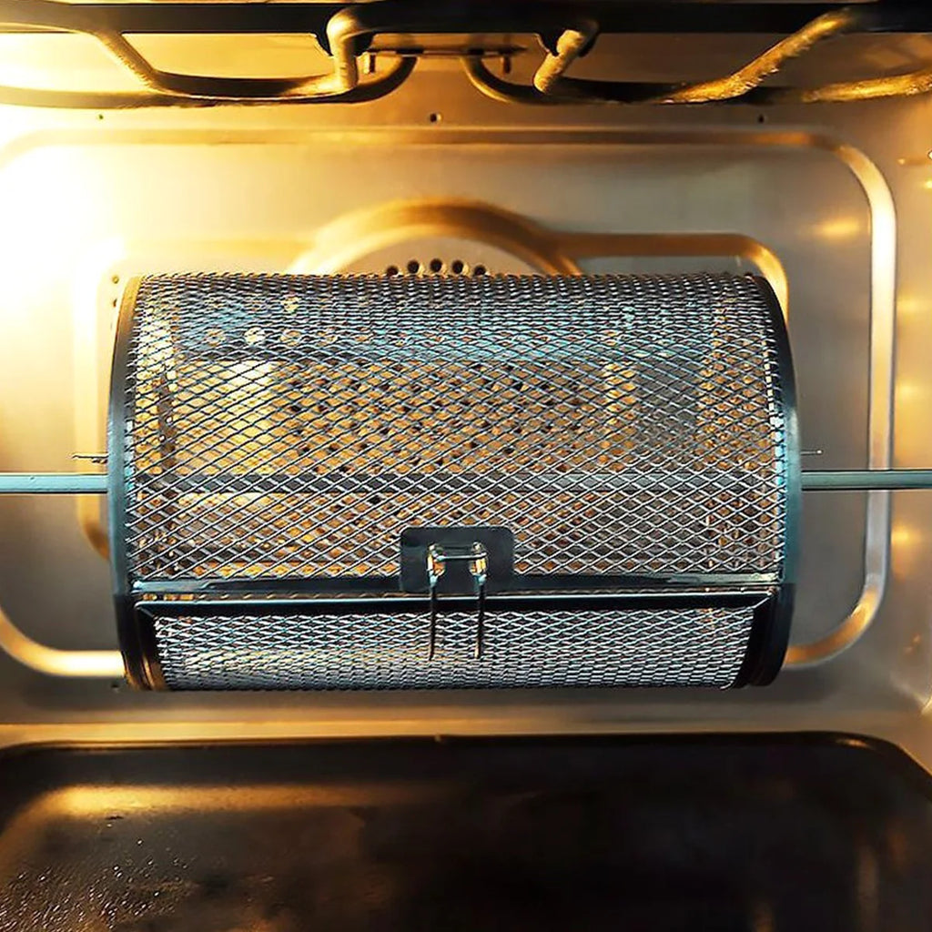 Stainless Steel Grill Rotisserie Oven Fry Basket Coffee Bean Grilled Cage Drum Rack Rotisserie Basket Rotisserie Grill Roaster
