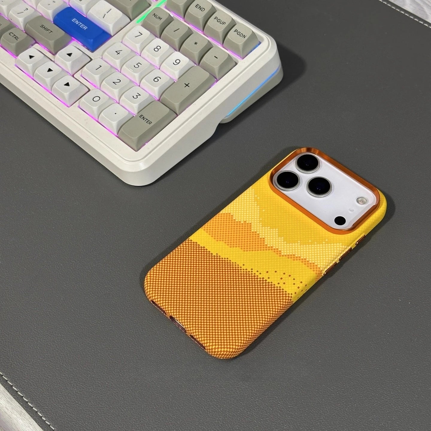 Fashion Orange Plaid Magnetic Case for iPhone 17 Pro Max Magnets Carbon Phone Cover Camera Lens Protection Fundas Hard PC Shell