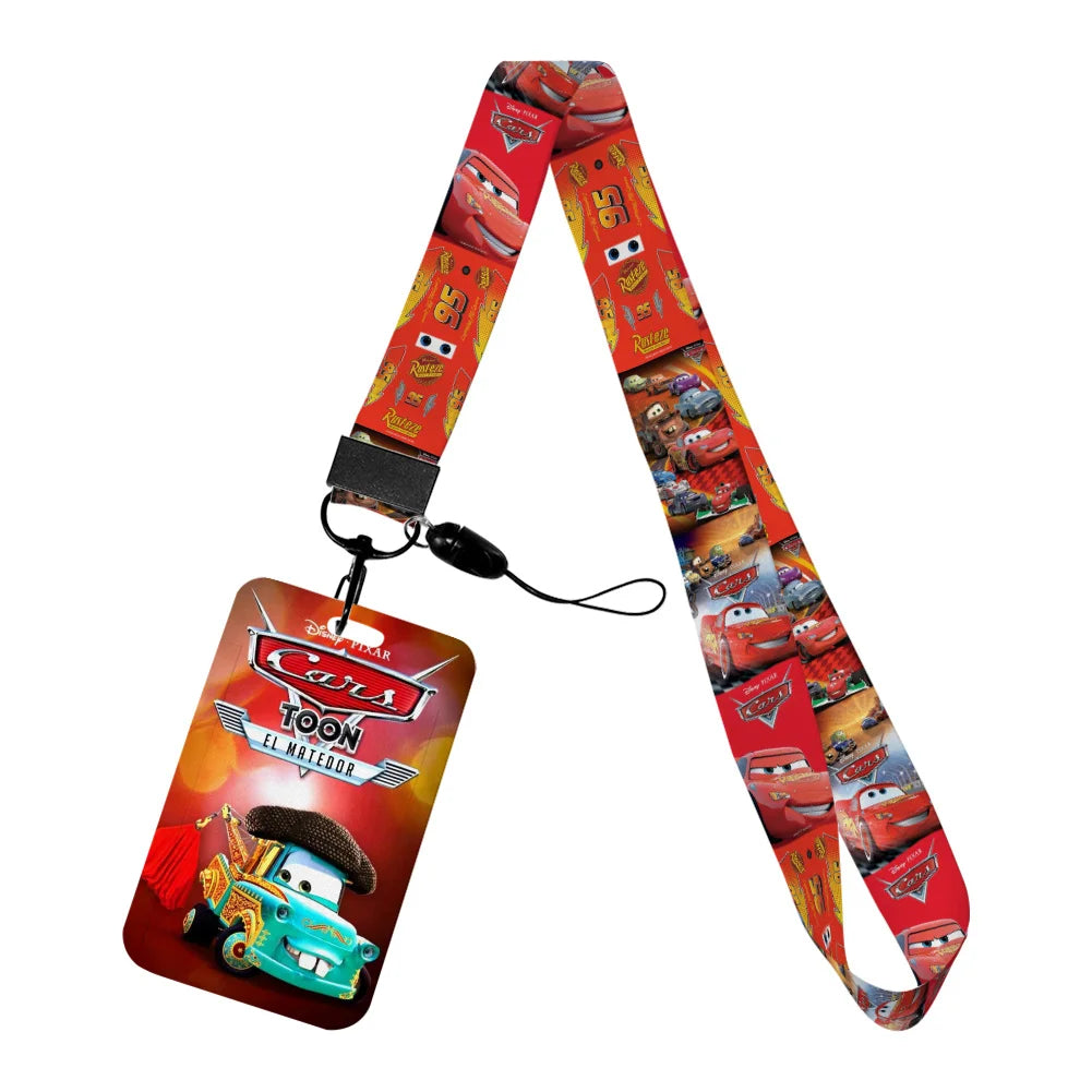 Cars Disney Movie Lightning McQueen New Arrvial Cute Cartoon Badge Holder ID Card Bus Card Holder Lanyard for Accessories Gifts