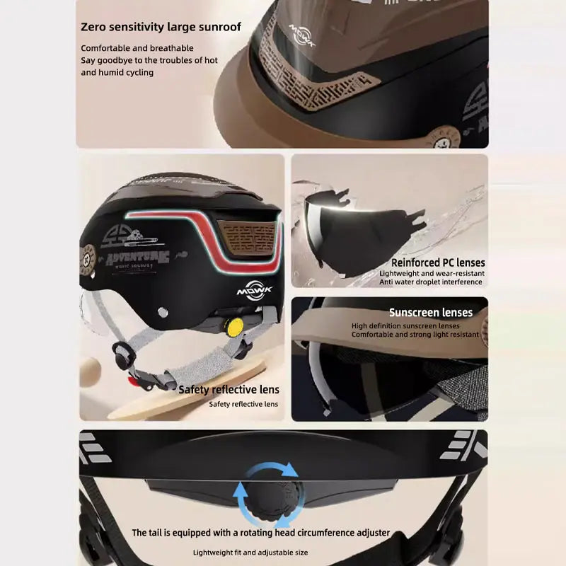 MOWK Motorcycle Helmet Summer Breathable Men Women Electric Jet Scooter Half Helmet Large Sunroof Open Face Moto MTB Bike Helmet