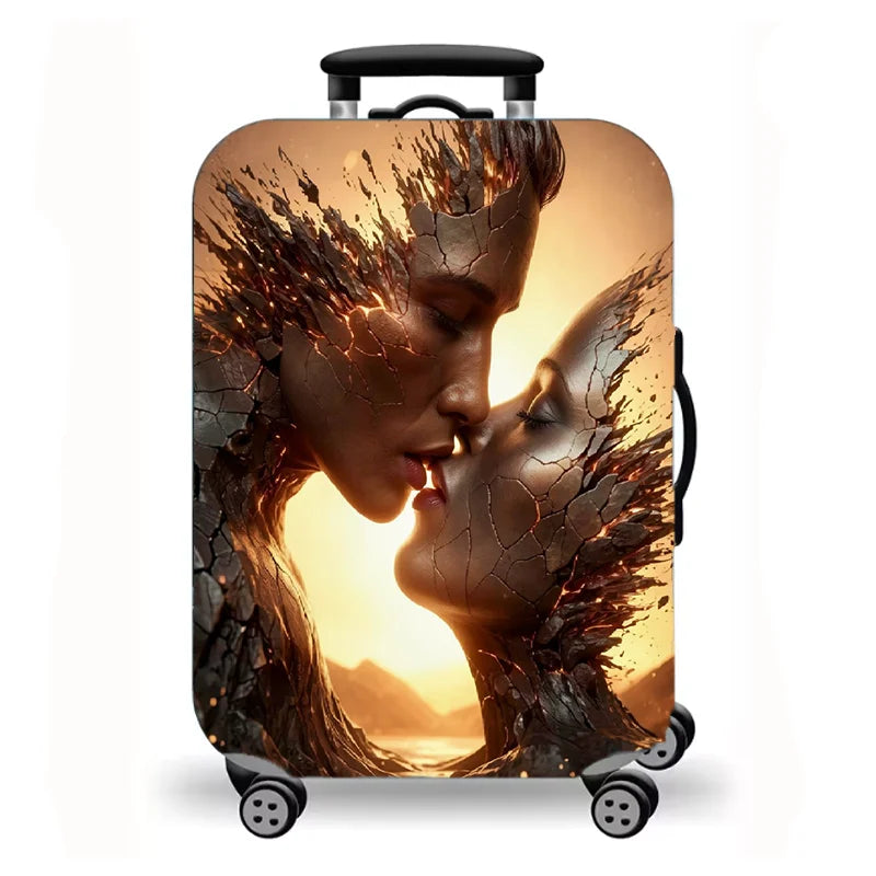 Luggage Cover, Anime Fantasy Cosmic Art Print Stretch Suitcase Protector for Travel, Sci-Fi Character Design