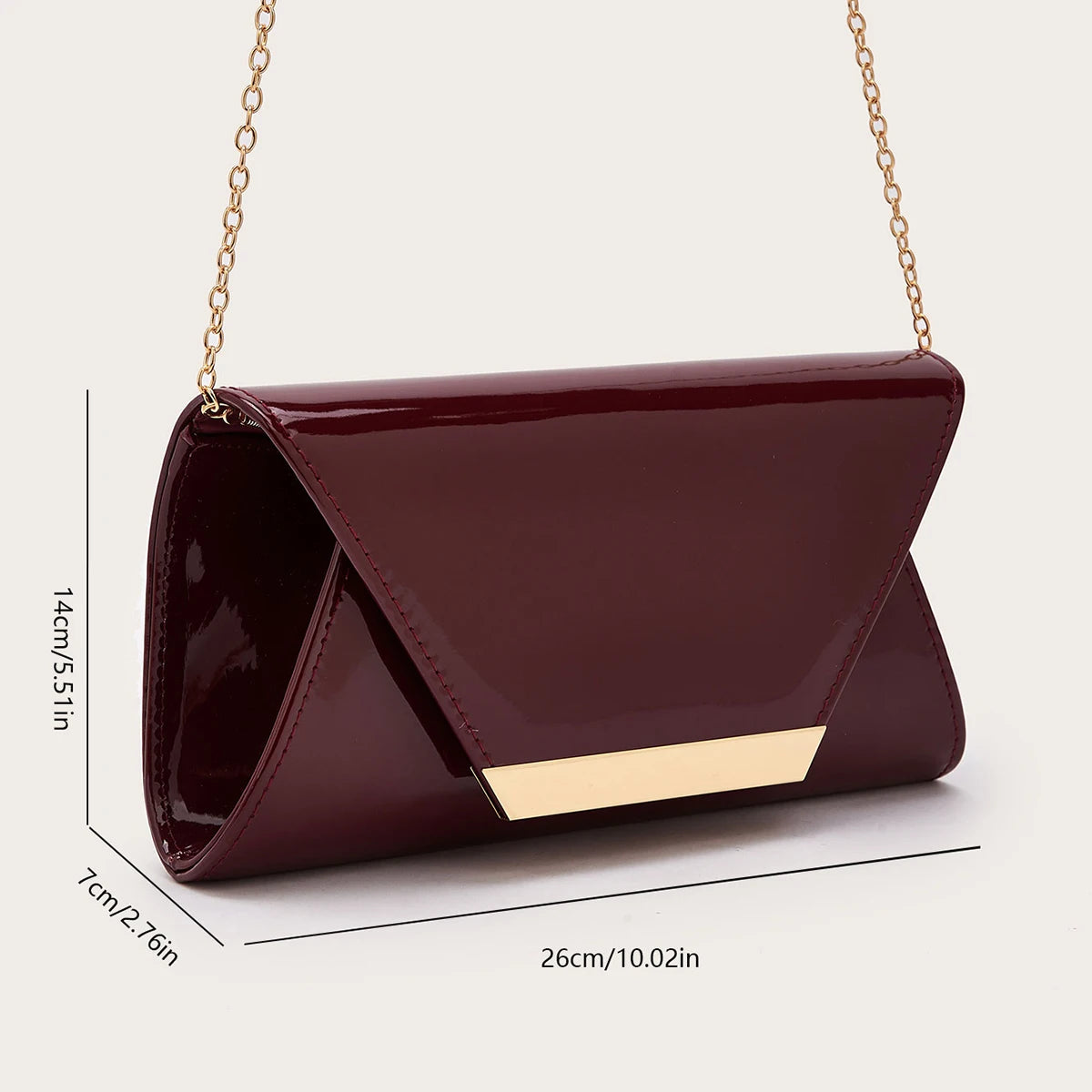 Women's Evening Bag, Solid Color Pu Synthetic Leather Evening Clutch, Portable Makeup Bag, Crossbody Bag, Wallet, Envelope Bag, with Detachable Metal Chain, Suitable for Prom, Wedding Season, Parties, Holiday Gatherings, Carn