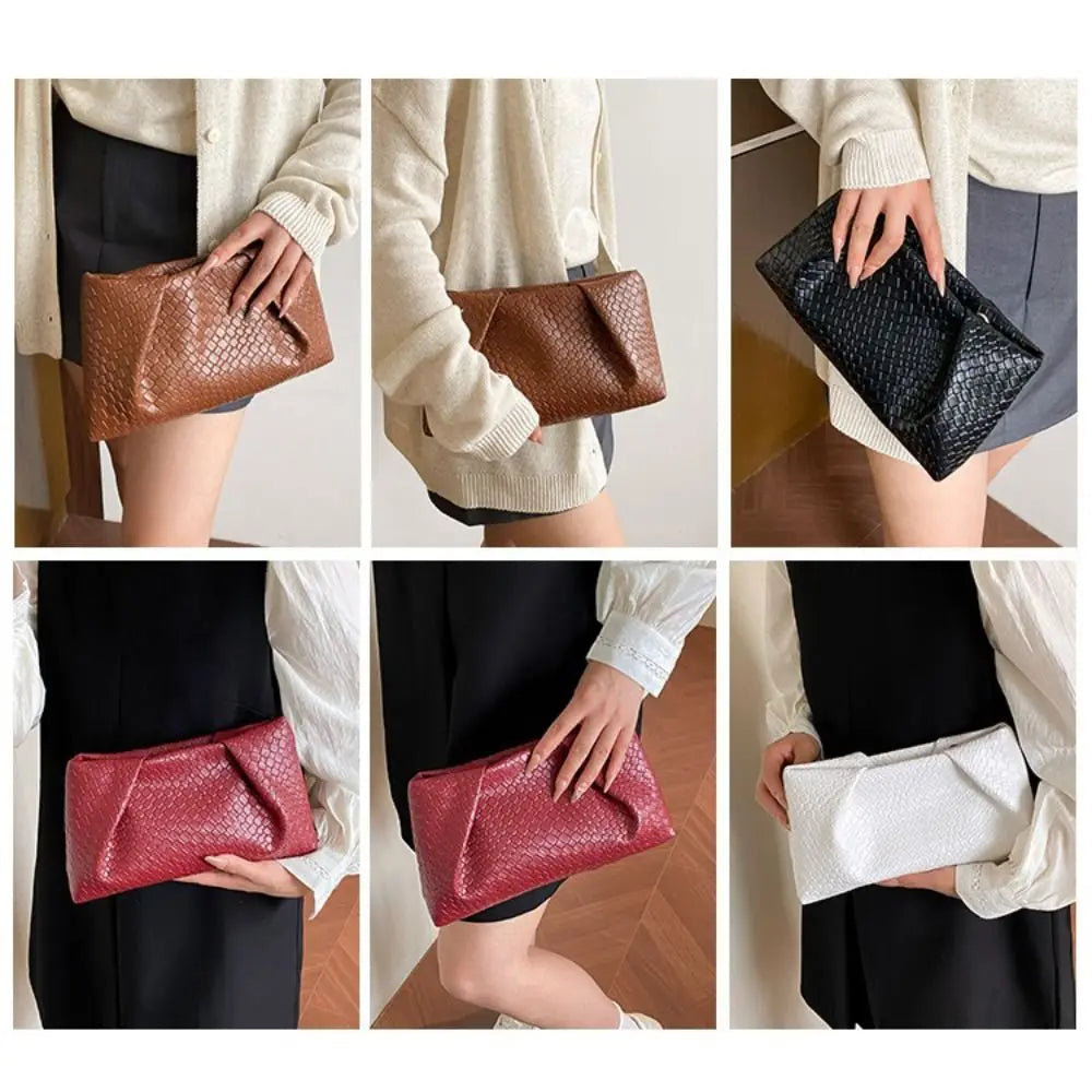 Popular Large Capacity Clutch Bag Lightweight Multifunctional Shoulder Bag Luxury Design Retro Style Woven Bag Banquets