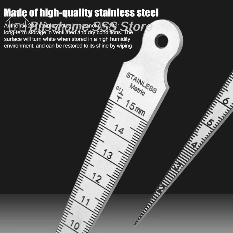 【S】High 1/2mm Stainless Steel Taper Gauge Feeler Inner Diameter Ruler Hole Measuring Tool For Taper Aperture Scale