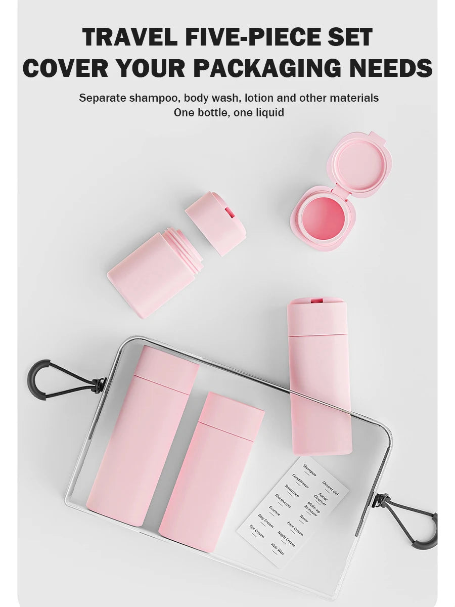 7Pcs TPU Style PE Cosmetic Dispenser Bottle Travelling Set Shampoo Shower Gel Empty bottles Lotion Cream Bottles