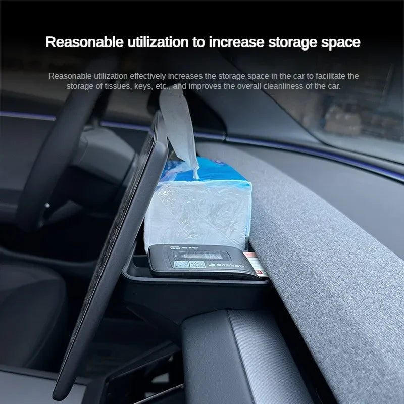 For Tesla Model 3 Highland Dashboard Storage Tray Model Y L 2026 Silicone Panel Screen Back Organizer Tissue Box Glasses Holder