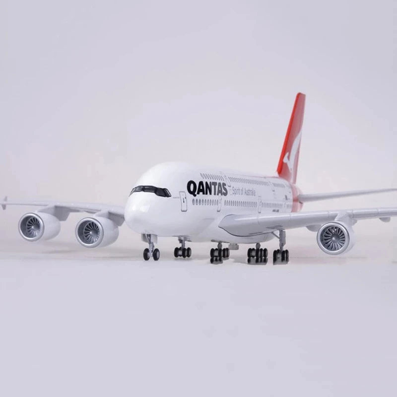 A380 Qantas Airline 45.5cm Airplane Model 1/160 Scale Die-Cast Plastic Resin Collectible with Light & Wheels