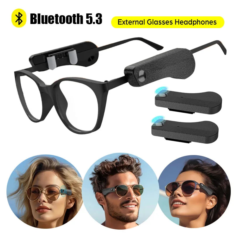 Bluetooth 5.3 Stereo Wireless Headphones Mic for External Glasses Headphones Headset Noise Reduce Handsfree Call Touch Headset