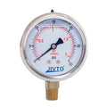 JIVTO Glycerine Filled Pressure Gauge 2.5 Inch 1/4 BSP Lower Mount 15,30,60, 100,160,200,300,400,600,3000 Psi & Bar, Shockproof