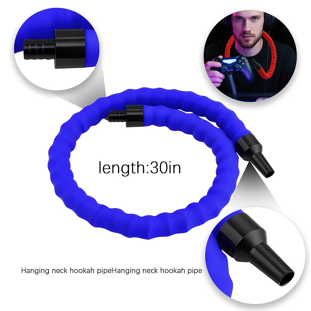 Hookah hose Flexible Neck Strap with Silicone Tube for Comfortable Shisha Hand Free Hookah Hose
