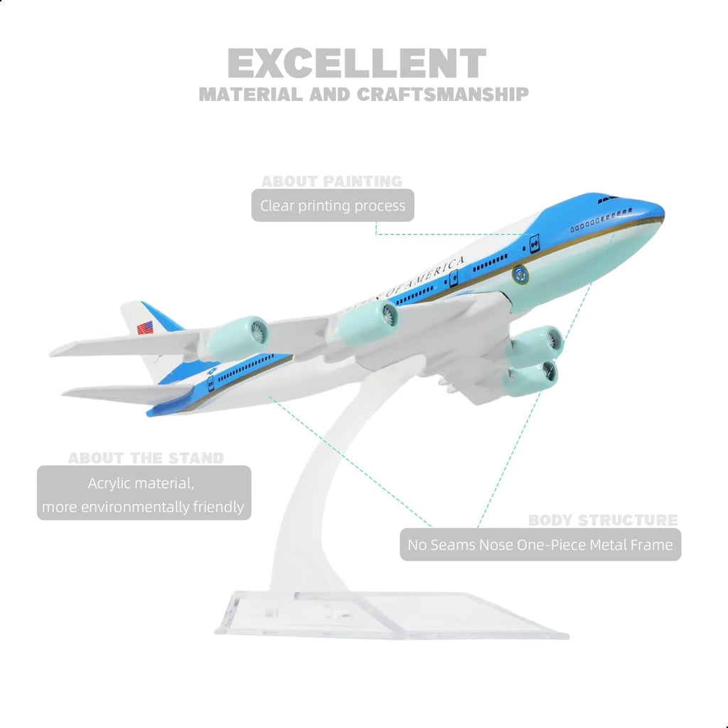 1:400 Die-cast 747 air force one Airplane Model with Stand Alloy Model airplanes Toys Children's Collection Gifts Decoration
