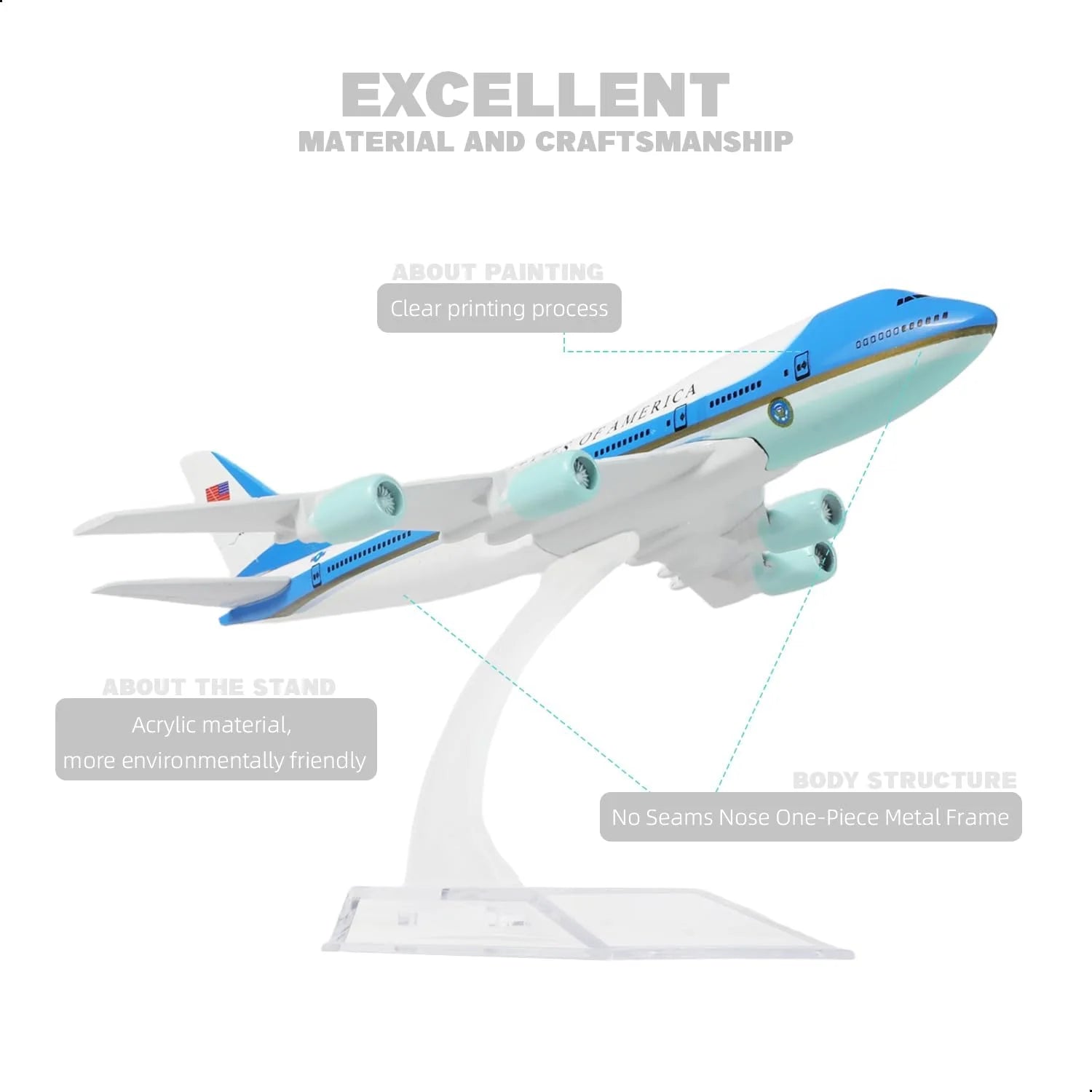 1:400 Die-cast 747 air force one Airplane Model with Stand Alloy Model airplanes Toys Children's Collection Gifts Decoration